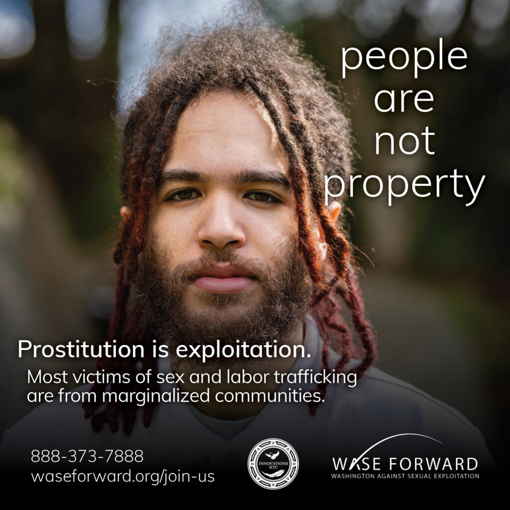 WASE Forward "people are not property" campaign. Prostitution is exploitation.